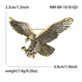 Broche de águila dorada vintage para traje de hombre con texturas detalladas y medidas - Dorado