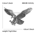 Dimensiones broche de águila plateado vintage 3,3cm por 4,9cm con peso detallado - Plateado