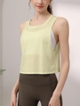 Women's pale yellow tencel cotton breathable crop tank top for yoga and pilates workouts - S / Yellow