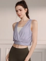 Lichtpaarse jacquard yoga tanktop met dubbellaags ontwerp en korte snit voor dames - S / Lavendel