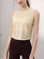 Pale yellow slim fit tencel yoga tank top with side drawstring design for women - S / Tops / Yellow