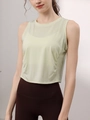 Slim fit tencel yoga tank top for women in light green with side ruched details - S / Tops / Light Green