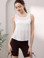 Women's white sleeveless sports vest and dark brown side-tie yoga shorts set - 4 (S) / White