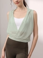 Débardeur de yoga à capuche vert clair pour femme, coupe ample sans manches pour le sport - S / Hauts / Vert