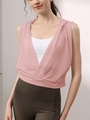 Rosa Lyocell Yoga-Tanktop mit Kapuze und tiefem V-Ausschnitt für Damen-Lauftraining - S / Rosa
