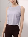 Slim fit lavender yoga vest and high-waisted brown leggings set for fitness - S / Tops / Light Purple