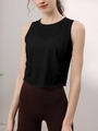 Slim fit black Tencel sports crop top vest for women yoga and fitness training - S / Tops / Black