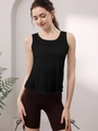 Canotta sportiva da donna in Lyocell nero con pantaloncini da yoga rossi - 4 (S) / Nero