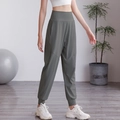 Women's high waist nylon sports joggers in dark grey-green for yoga and fitness training - S / Dark Gray