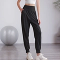 Pantalones de yoga negros de cintura alta para mujer con bolsillos y acabado mate - 4 (S) / Negro