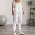 Pantaloni da yoga bianchi a vita alta in nylon con polsini per fitness da donna - S / Bianco