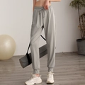 Women high-waisted loose grey joggers with drawstring waist and elastic cuffs for fitness - 4 (S) / Moon Rock Grey