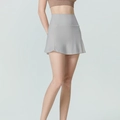 High-waisted light grey sports skort in quick-dry fabric for running and tennis - 4 (S) / Moon Rock Grey
