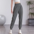 Pantalones de yoga de nailon de talle alto para mujer en gris oliva oscuro con bolsillos - 4 (S) / gris oscuro