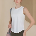 Débardeur de yoga blanc sans manches en nylon respirant avec texture en maille - Blanc