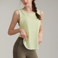 Canotta yoga verde chiaro vestibilità ampia con spaccchi laterali per corsa e fitness donna - giallo fluorescente