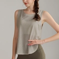 Women's loose fitness tank top in light taupe breathable snow cotton fabric - S / Gray