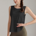 Women's black loose sports vest for running and yoga, featured in a sleek breathable fabric - S / Black