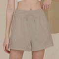 Loose khaki nylon sports shorts with drawstring elastic waist for running and fitness yoga - Medium Khaki