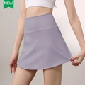 Lavender high-waisted nylon sports skort with pockets for tennis and yoga fitness wear - Purple