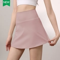Jupe-short de sport taille haute rose poudré élégante pour le yoga et le tennis - Rose Clair