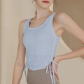 Débardeur de yoga pour femmes bleu clair avec motif jacquard et cordons de serrage - Bleu