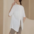 Top da yoga bianco morbido con spacco posteriore in tessuto a maglia traspirante - XL / Bianco