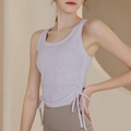 Lavendel Jacquard Sport Tank Top mit gerafftem Kordelzug an den Seiten und Rundhals-Schnitt - S / Lila