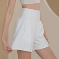 Pantaloncini sportivi bianchi a vita alta da donna con tasche laterali per corsa e yoga - S / Bianco