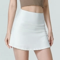 White high-waisted athletic skirt with pockets for tennis, running and yoga fitness - S / White