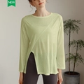 Haut de yoga vert clair à manches longues en tissu respirant avec ourlet asymétrique - Light jaune