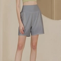 Pantalones cortos de yoga grises de cintura alta para mujer, corte línea A para fitness - S / Gris Plomo