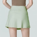 High-waisted light green tennis skirt with pockets for running and fitness training - S / Green