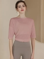 Top sportivo donna asciugatura rapida rosa con dettaglio nodo frontale e girocollo - XL / Rosa Antico