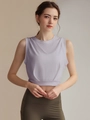 Women's loose lilac workout crop top and olive green high waist yoga leggings set - 4 (S) / Purple