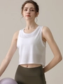 Canotta sportiva corta bianca da donna con motivo geometrico burnout per yoga e corsa - 4 (S) / Bianco