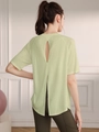 T-shirt de yoga vert clair respirant avec fente au dos pour le fitness et la course - 4(S) / Jaune clair