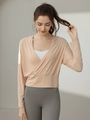 Women's loose yoga hoodie and high-waist grey leggings set for autumn sports - S / Light Pink