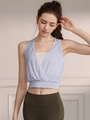 Women's light purple jacquard sports vest with white inner layer and refined texture - 4 (S) / Tops / Light Blue