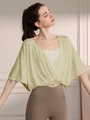 Ensemble haut de yoga jacquard et legging taille haute avec manches chauve-souris en jaune - S / Jaune