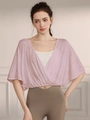 Ensemble de yoga jacquard pour femmes avec haut rose lotus à manches chauve-souris - S / Rose