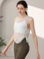 Débardeur de yoga blanc en maille avec cordon de serrage et legging taille haute vert olive - Blanc