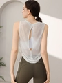 Women's lightweight yoga tank top with back cutout and olive green leggings set - White