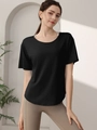Women's loose black camouflage burn-out short sleeve quick-dry sports t-shirt - Camo Black