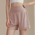 Roze sportshort met hoge taille en wijde pijpen voor dames, ideaal voor yoga en hardlopen - S / Oudroze