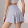 Geplooide tennisrok met hoge taille voor dames in lila met ingebouwde atletische short - S / Lichtpaars