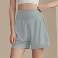 Dames 2-in-1 sportshort met hoge taille in lichtblauw voor hardlopen en yoga fitness - S / Blauw