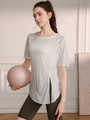 White quick-dry yoga top with shoulder cutouts and side drawstrings for women - S / White