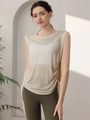 Loose fit yoga tank top with side drawstrings and sheer lightweight fabric - S / Light Khaki