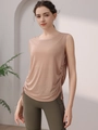 Women's Tencel loose fitness tank top with adjustable side drawstrings in light coffee - S / Cinnamon Pink